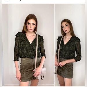 Lush suede Front Zipper Mini Skirt